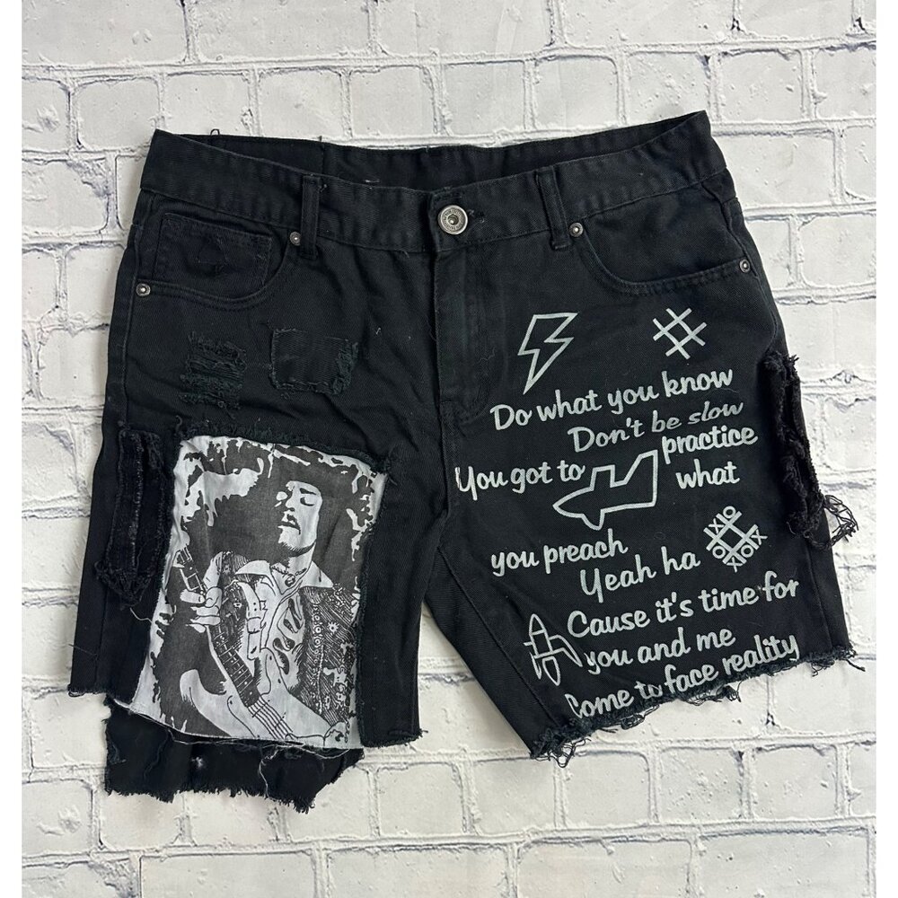 Custom Distressed Denim Knee Shorts